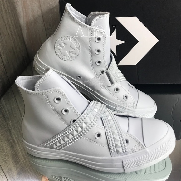 COPY - Converse Ctas Punk Strap HI Leather Pure Platinum Size 7. Light wear. - Picture 4 of 5